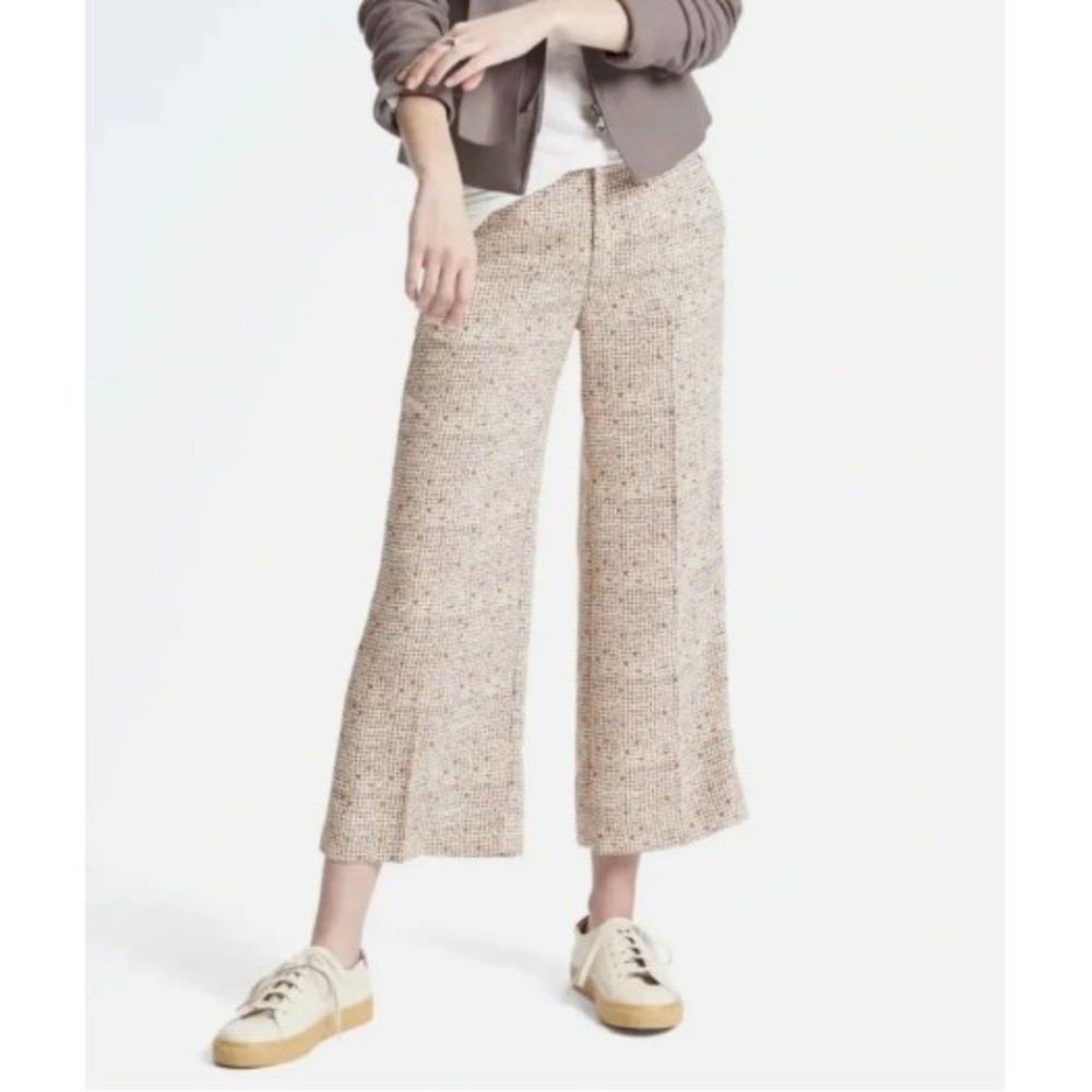 Banana‎ Republic Blake Wide Leg Crop Pants Brown Cream 2P Petite